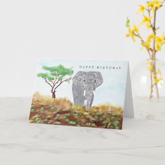 エレフ絵を描ェントステイワイルドサファリ誕生日カード カード (黄色い花)