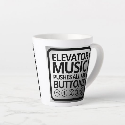 エレベおもしろいータミュージックがボタンをすべて押す カフェラテマグ (右アングル)