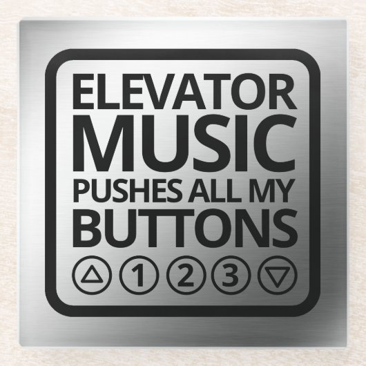 エレベおもしろいータミュージックがボタンをすべて押す ガラスコースター (正面)
