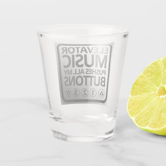 エレベおもしろいータミュージックがボタンをすべて押す ショットグラス (裏面)