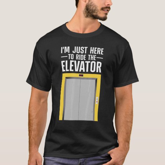 エレベカッコいいータ男性へーの女性エレベーターの点検イン Tシャツ (正面)