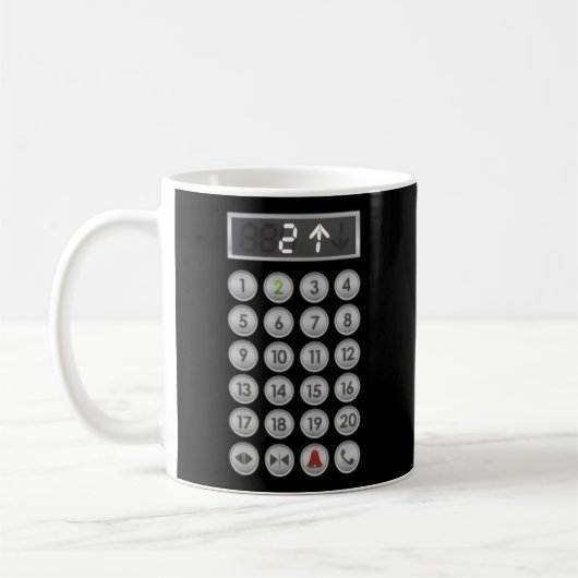 エレベータボタンエレベーター コーヒーマグカップ (左)