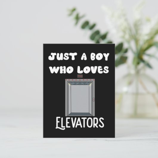 エレベーターが大好きな男の子エレベーター ポストカード (スタンド正面)