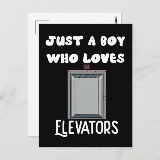 エレベーターが大好きな男の子エレベーター ポストカード (正面/裏面)