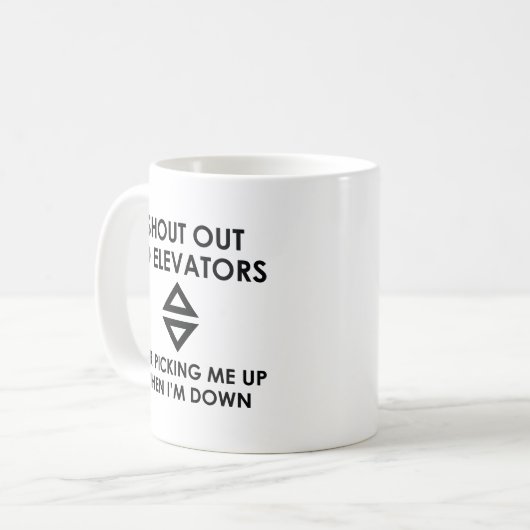 エレベーターに向かって叫ぶ コーヒーマグカップ (正面左)
