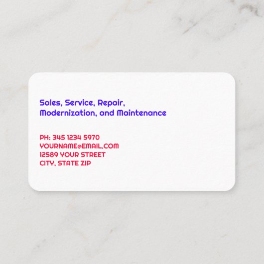 エレベーターの保守点検 名刺 (裏面)