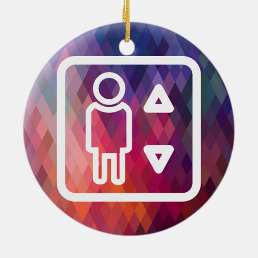 エレベーターの技術者の絵画図表 セラミックオーナメント (裏面)