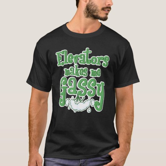 エレベーターはガスが出る メカニック おもしろ エレベーター 男性 Tシャツ (正面)