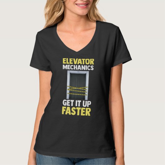 エレベーター技士 エレベーター整備士 Get It Up F Tシャツ (正面)