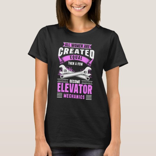 エレベーター技術者女性エレベーター整備士 Tシャツ (正面)