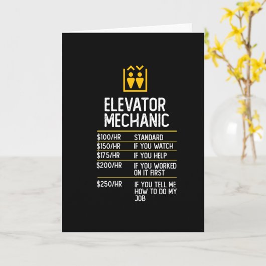 エレベーター整備士おもしろいギフト贈呈アイディア カード (黄色い花)