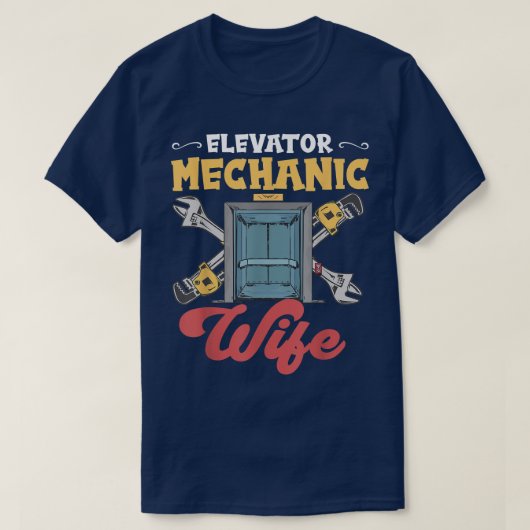 エレベーター整備士妻エレベーター点検員 Tシャツ (デザイン正面)