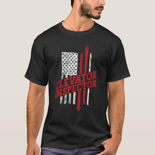 エレベーター検査技師アメリカ国旗Dis Tシャツ (正面)