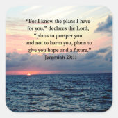エレミヤへの信仰29:11日の出の詩 スクエアシール (正面)