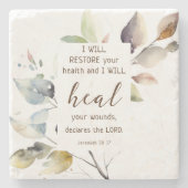 エレミヤ書 30:17 私はあなたの傷を癒す、聖書の名言 ストーンコースター (正面)