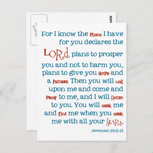 エレミヤ計画クリスチャン聖書引用文カードノテカード ポストカード (正面/裏面)