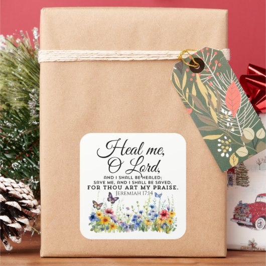 エレミヤ17:14癒しのバイブル聖句ワイルドフラワー スクエアシール (クリスマス)