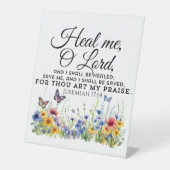 エレミヤ17:14癒しのバイブル聖句ワイルドフラワー 台座サイン (正面)