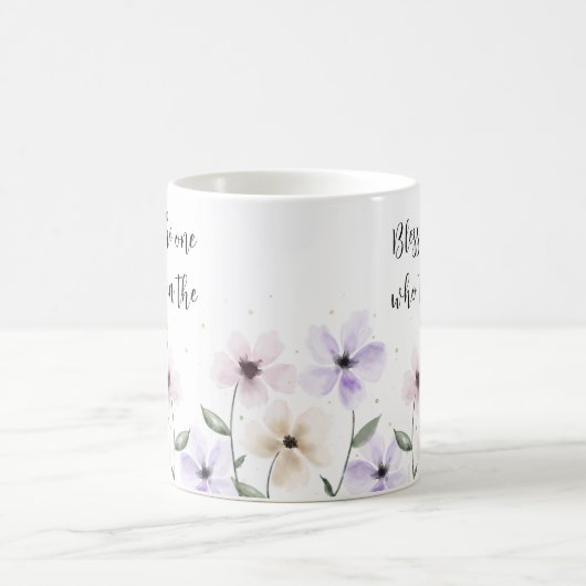 エレミヤ17:7主への信頼聖なる書物、 経典フローラ コーヒーマグカップ (中央)