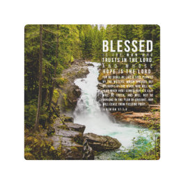 エレミヤ17:7-8キリスト教の聖書の聖なる書物、 経典自然 メタルプリント