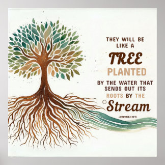 エレミヤ17:8キリスト教のポスター ポスター