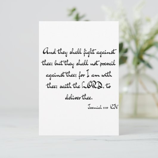 エレミヤ1:19 KJVバイブル聖句フラットグリーティング カード (スタンド正面)