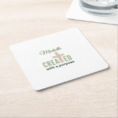 エレミヤ1:5目的を持って作成されたパーソナライズされた スクエアペーパーコースター (アングル)