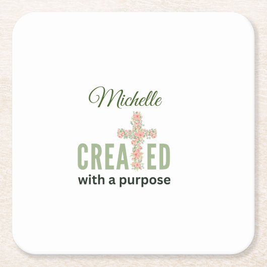 エレミヤ1:5目的を持って作成されたパーソナライズされた スクエアペーパーコースター (正面)