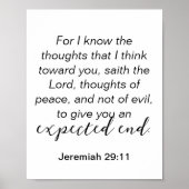 エレミヤ29平和クリスチャン引用文の考え ポスター (正面)