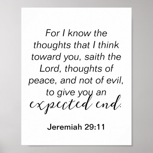 エレミヤ29平和クリスチャン引用文の考え ポスター (正面)