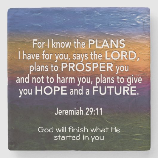 エレミヤ29私は計画を知っている感動的 ストーンコースター (正面)