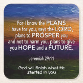 エレミヤ29私は計画クリスチャンを知っている スクエアペーパーコースター (正面)