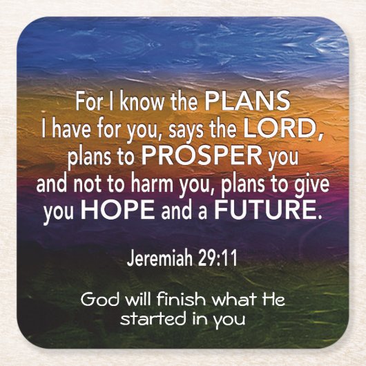 エレミヤ29私は計画クリスチャンを知っている スクエアペーパーコースター (正面)