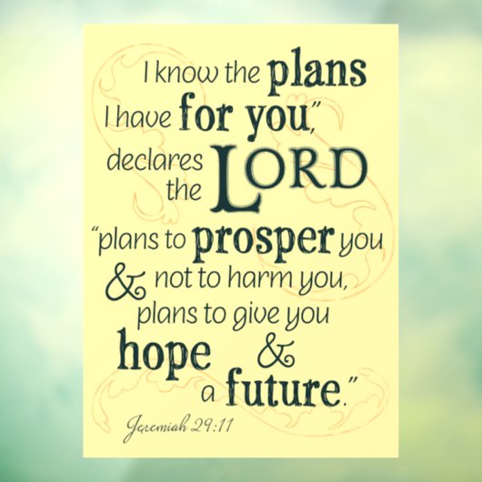 エレミヤ29:11わたしはあなたのために持っている計画を知っている… ウィンドウサイン (シート3)