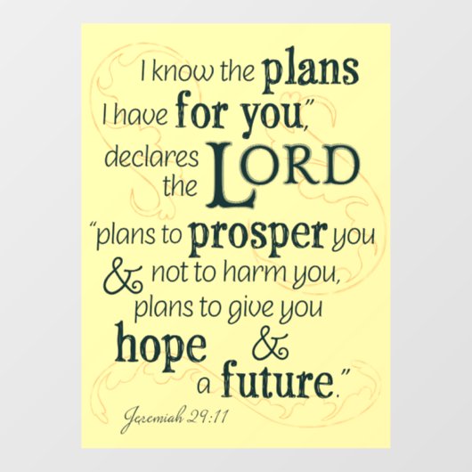 エレミヤ29:11わたしはあなたのために持っている計画を知っている… ウィンドウサイン (シート)