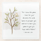 エレミヤ29:11わたしはあなたのために持っている計画を知っている ガラスコースター (正面)