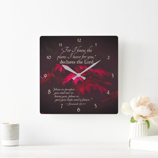 エレミヤ29:11わたしはあなたのために持っている計画を知っている スクエア壁時計 (ホーム)