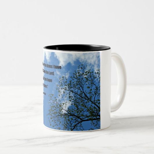 エレミヤ29:11わたしはあなたのために持っている計画を知っている ツートーンマグカップ (正面右)