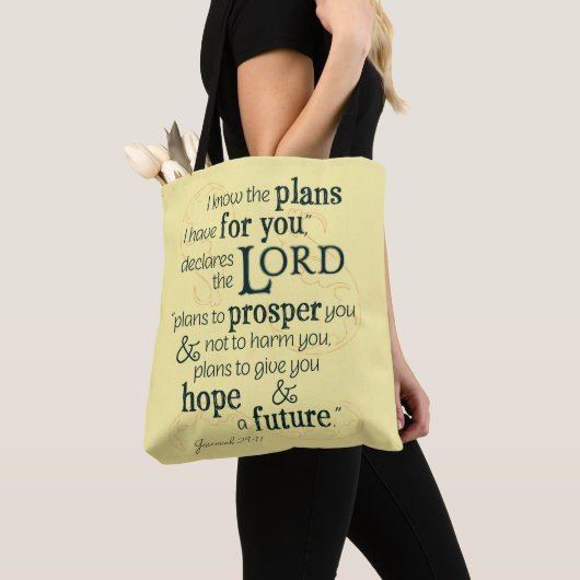 エレミヤ29:11わたしはあなたのために持っている計画を知っている… トートバッグ (クローズアップ)