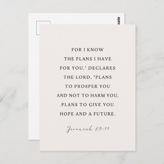 エレミヤ29:11わたしはあなたのために持っている計画を知っている ポストカード (正面/裏面)