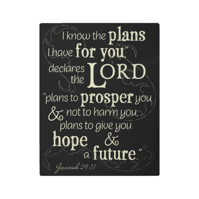 エレミヤ29:11わたしはあなたのために持っている計画を知っている… メタルプリント (正面)