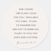 エレミヤ29:11わたしはあなたのために持っている計画を知っている ラウンドシール (正面)