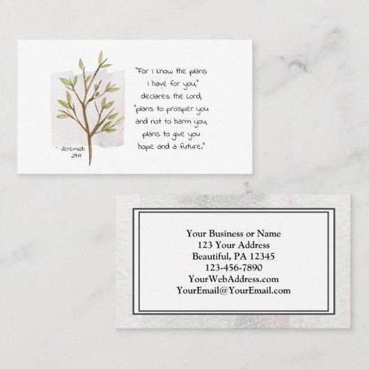 エレミヤ29:11わたしはあなたのために持っている計画を知っている 名刺 (正面/裏面)
