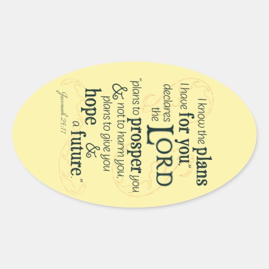 エレミヤ29:11わたしはあなたのために持っている計画を知っている… 楕円形シール (正面)