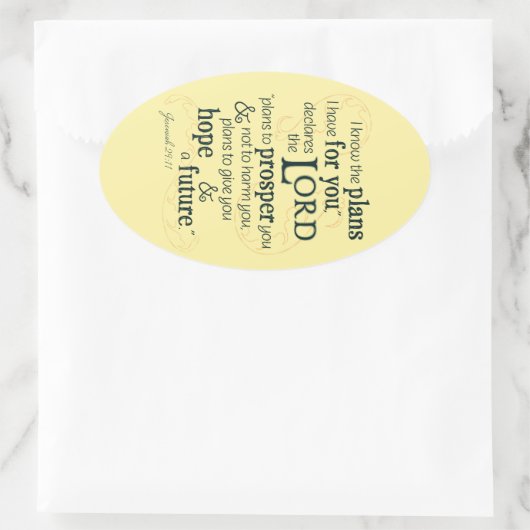 エレミヤ29:11わたしはあなたのために持っている計画を知っている… 楕円形シール (バッグ)