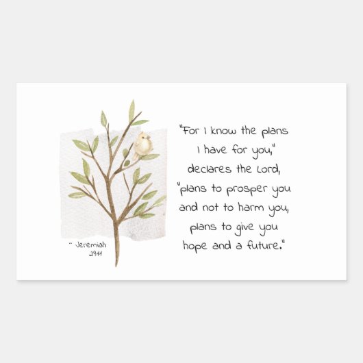 エレミヤ29:11わたしはあなたのために持っている計画を知っている 長方形シール (正面)