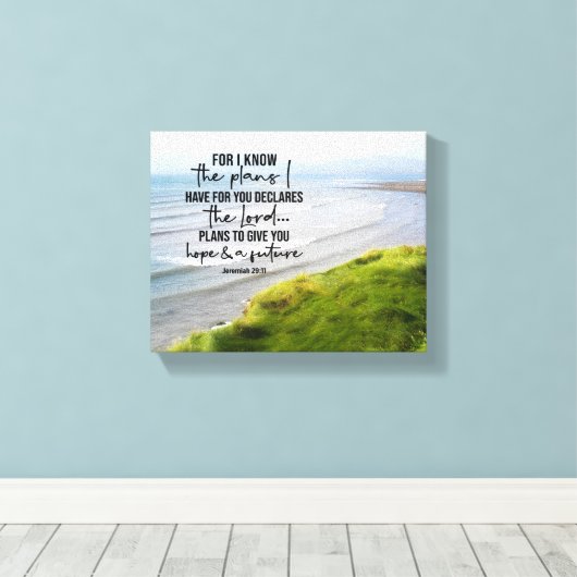 エレミヤ29:11わたしはアイルランドの海岸がある計画を知っている キャンバスプリント (インサイチュ (ウッドフロア))