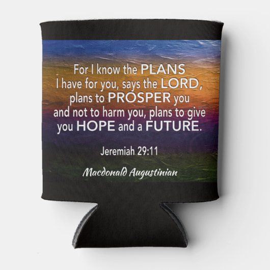 エレミヤ29:11わたしは計画を知っているパーソナライズされた 缶クーラー (正面)