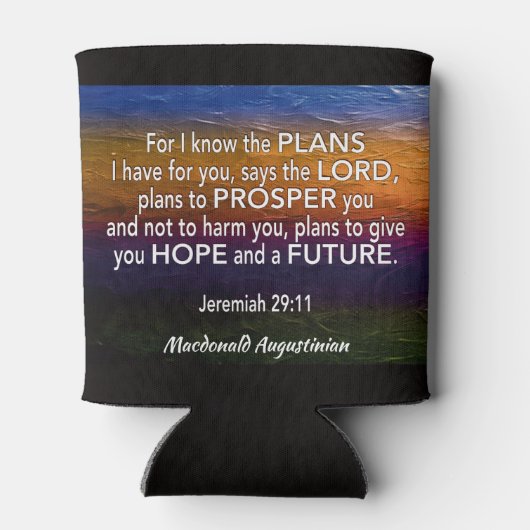 エレミヤ29:11わたしは計画を知っているパーソナライズされた 缶クーラー (裏面)