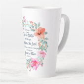 エレミヤ29:11わたしは計画を知っているピンクのフローラ カフェラテマグ (右アングル)